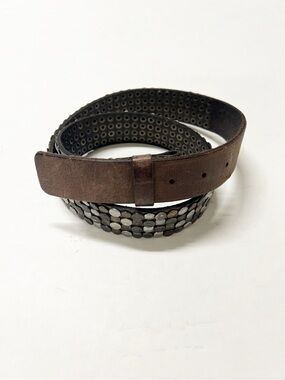 Pieces Womens Boho Brown Leather Mixed Metal Stud Belt without Buckle Size 85